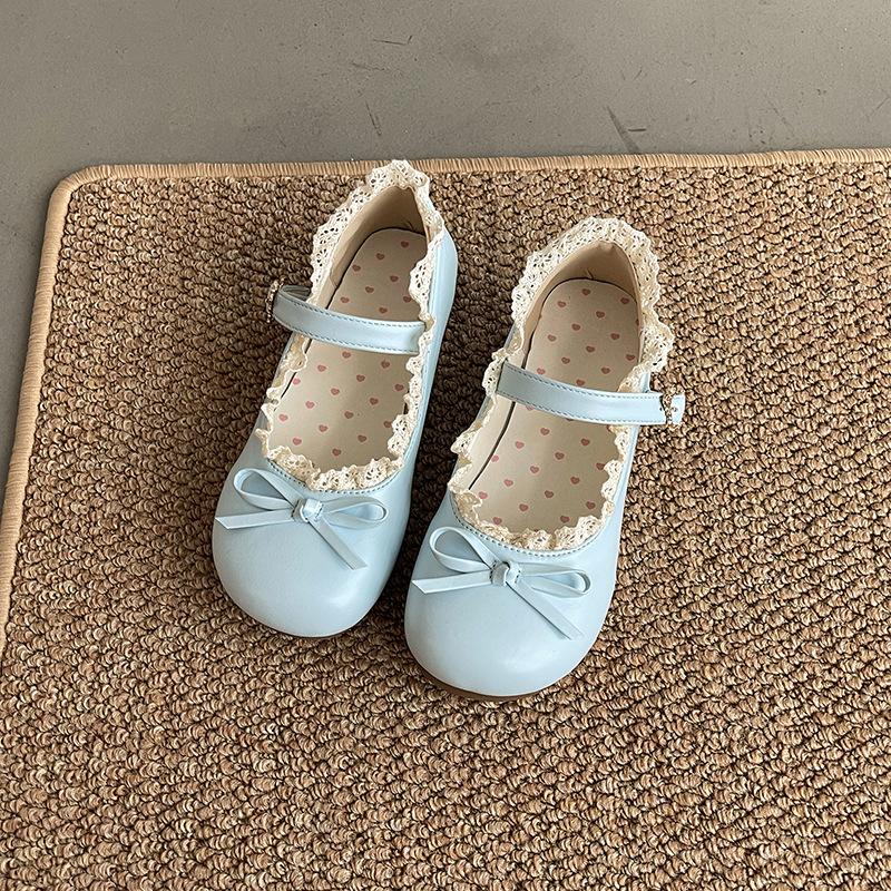 Fashion Women's Fashion Single Shoes Spring Autumn New Round Head Shallow Mouth Butterfly Knot Metal Buckle Soft Sole Non-slip Flat Shoe