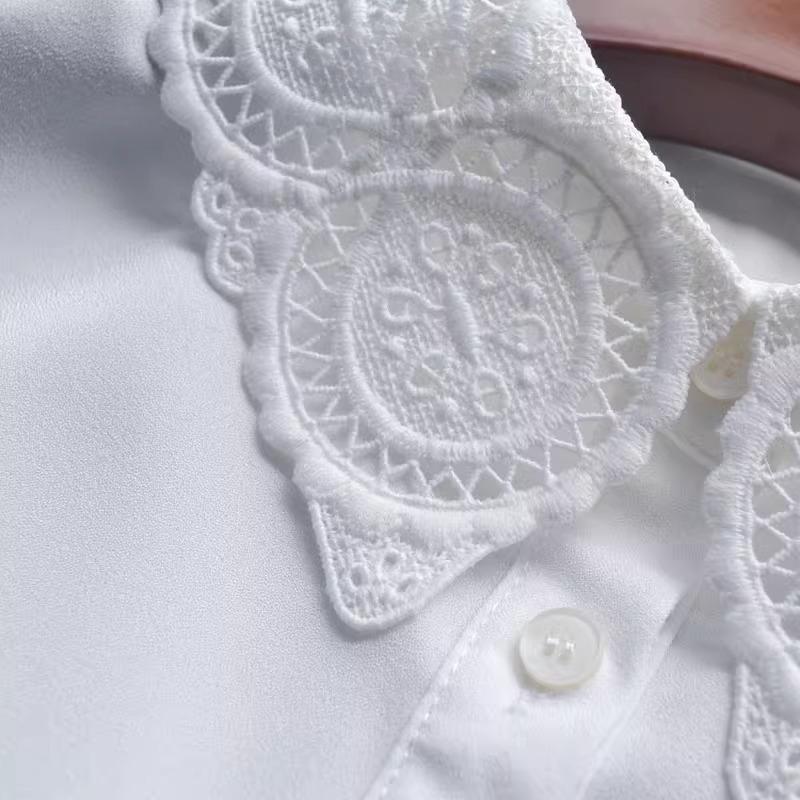 Women's Lapel Half Shirt Fake Collar New Hollow Floral Removable Lapel Neckwear Shirt Detachable Collar Neck False Collars
