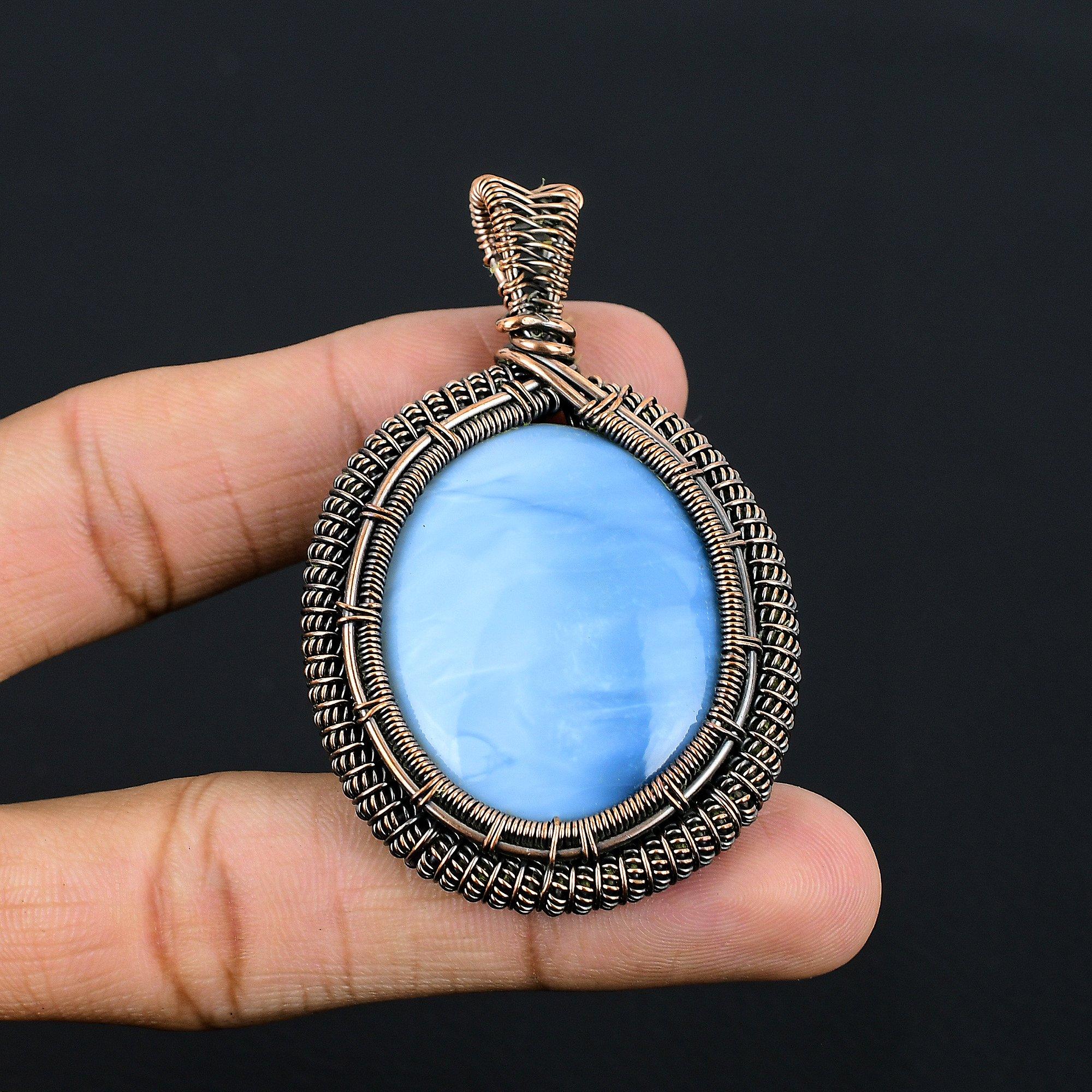 

Подвеска с опалом Оуайхи, Ювелирное изделие, обернутое медной проволокой 999 пробы, Подвеска с драгоценным камнем, Подарок для нее, Изящное ювелирное изделие ручной работы 2.99