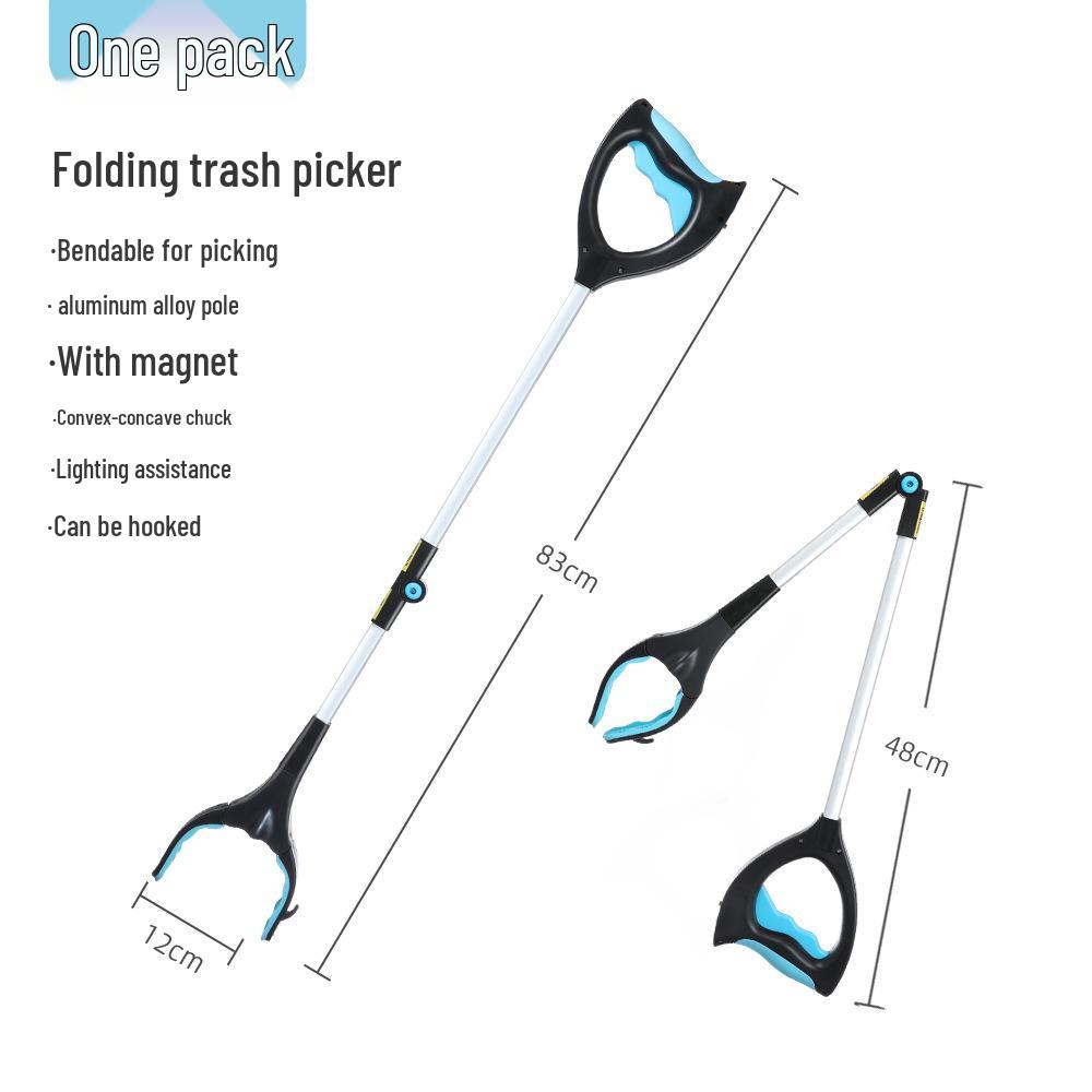Collapsible Long-Handled Trash Picker Tongs - Household Sanitation Tool