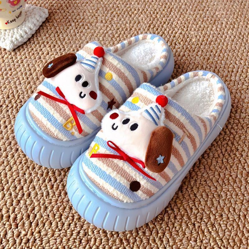 Dámské roztomilé bavlněné pantofle s jezevčíkem - Zvyšující výšku, protiskluzové, chlupaté, domácí obuv na podzim/zimu