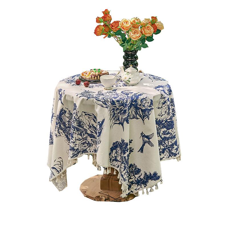 Ronde rechthoekige tafelkleed met bloemenmotief, vlekbestendig, waterafstotend, kreukvrij tafelkleed met bloemenmotief voor thuis, keuken, diner, feest, binnen en buiten