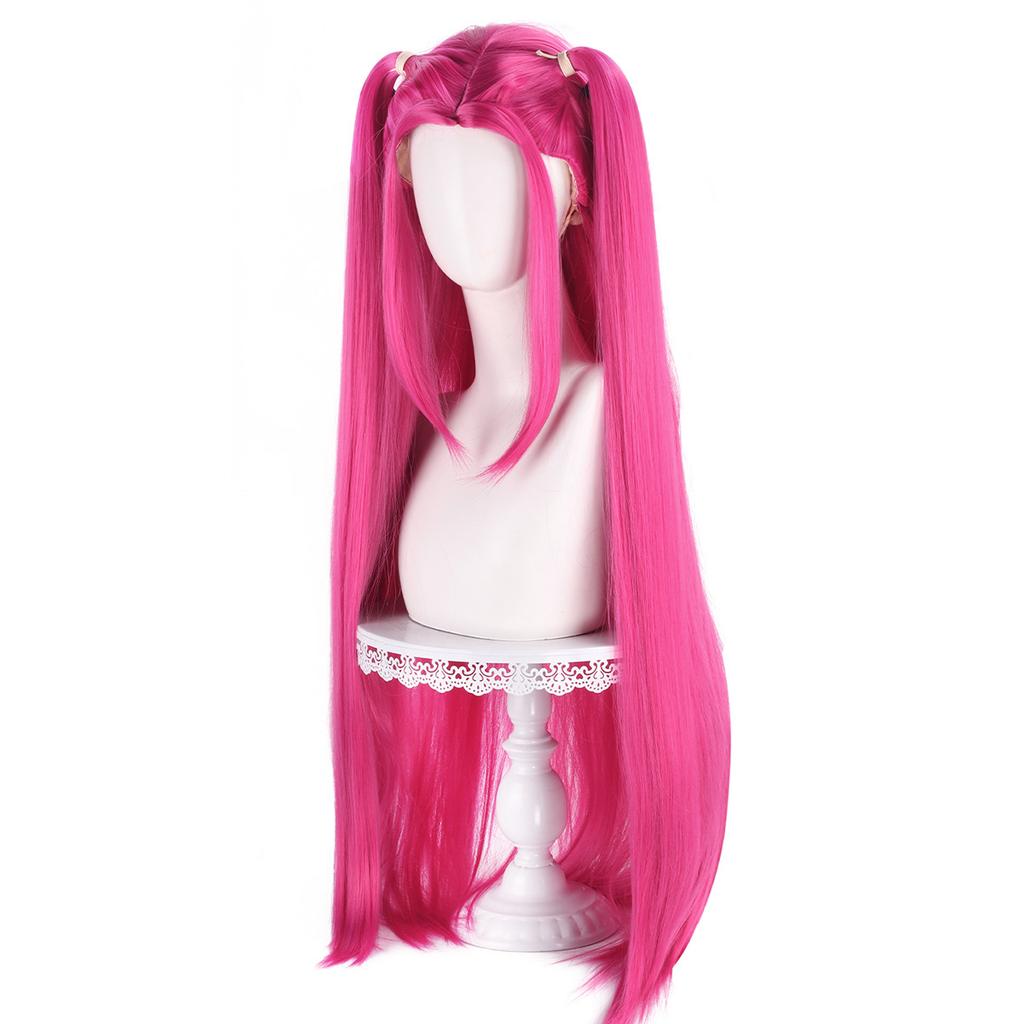 Demon Hunters Mira Cosplay Parykker 100cm Rosa Syntetisk Hår Halloween Fest Opptreden Parykk Kvinner Film Rollespill Tilbehør