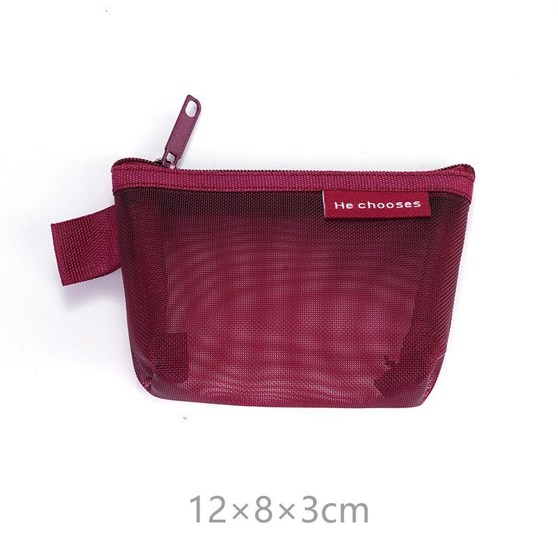 

Nylon Triangle Mesh Coin Purse Vintage Key and Card Wallet Small Transparent Pouch for Coins Cards and Accessories червоний