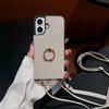 Applicable To Iphone16promax Crossbody Lychee Pattern 12pro Ring Fishtail Lanyard Card Function Protective Case