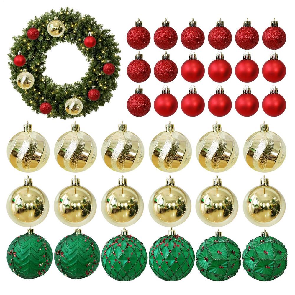 Christmas Ball Ornament Set 36 Pieces Colorful Baubles Pendant Shatterproof Christmas Tree Baubles Decorations For Indoor