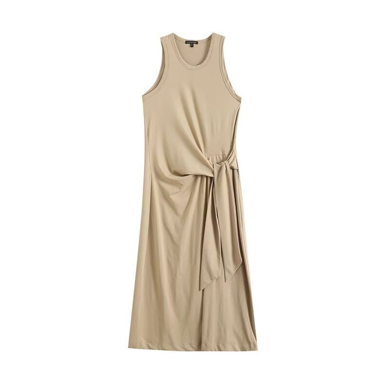 Fashion Style 2024 Summer New Arrival Women's Clothing Dignified Sense of Design Silm Easiest for Match Shoelace Fitted Waist Vest Dress