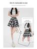 2025 Summer Women's Retro Plaid Skirt and Layered Shirt Set - Hong Kong Style, Casual Irregular Design