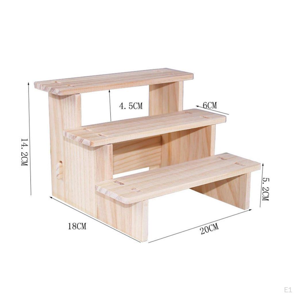 Wood Display Stand MultiFunctional Figurine Collection Shelf Tiered Design Wooden Riser for