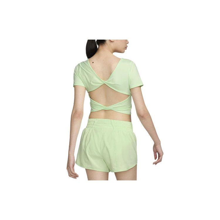 Nike Solid Logo Twist Short Sleeve T-Shirt Women tops Steam-Green FN2852-376