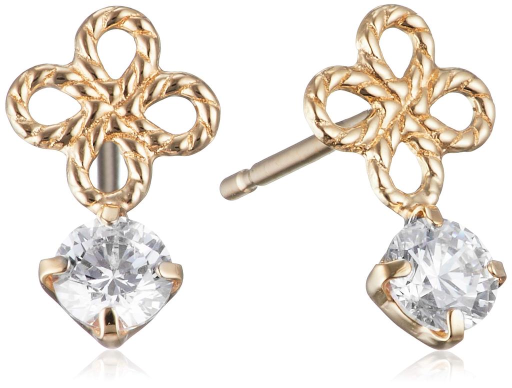 VA Vendome Aoyama 10K Yellow Gold with Cubic GAVA0030 CZ [Official] Earrings, Zirconia,