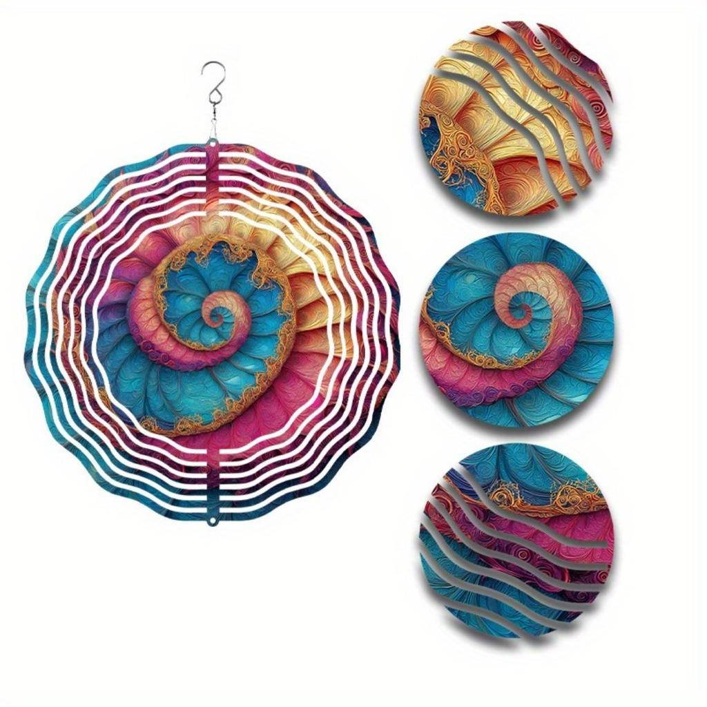 Hängender Windspinner 10 Zoll Dynamisches Künstlerisches Design für Balkon Garten Dekoration 360 Grad Haken Feder Sommer Außen Hängendes Ornament Geschenk