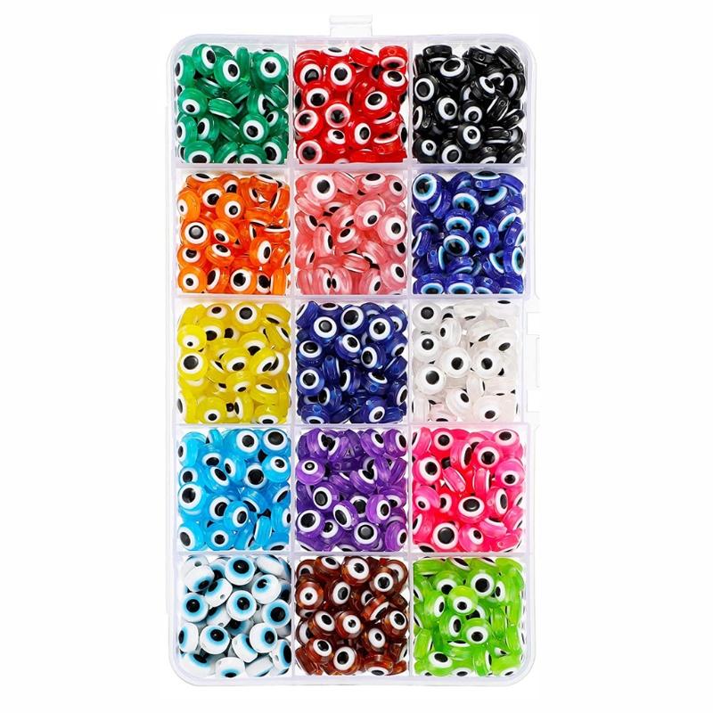 

450 шт. Смешанные цвета Круглые для бусин-разделителей от сглаза 8 мм Бусины турецкий глаз Счастливые смоляные бусины Шармы для DIY ювелирных изделий Маки 1
