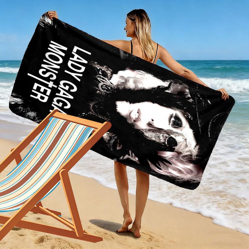 LADY GAGA Print Beach Towel, Large Soft Quick Dry Towel for Beach Camping Swimming
