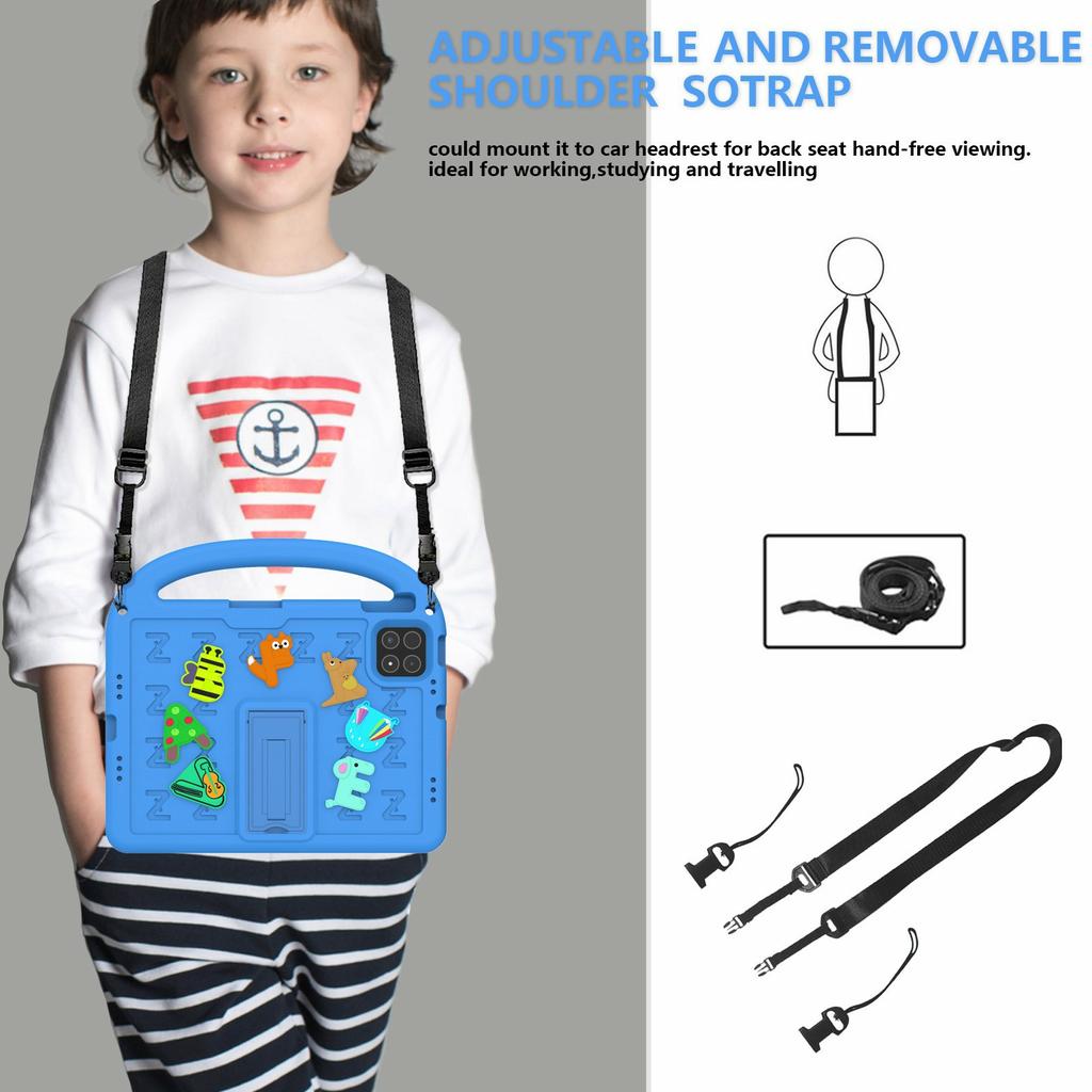 For Xiaomi Poco Pad X1/Pad 8 Pro/Pad 8/Pad 7 Pro/Pad 7 Kickstand Case Cartoon Design Anti-Drop EVA+PC Tablet Cover with Strap for Kids