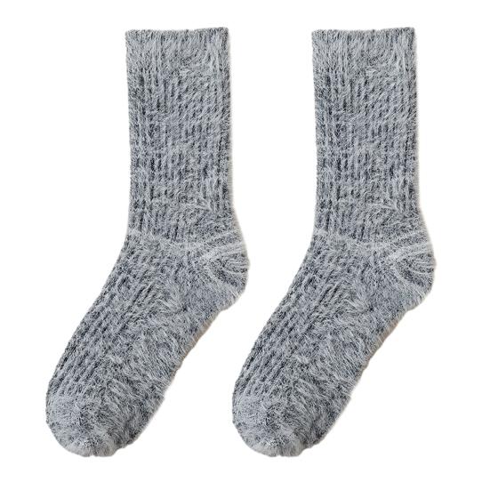 1 Pair Women Socks Highly Elastic Cozy Winter Ankle Socks Thickened Double-Sided Fleece Warm Slipper Socks