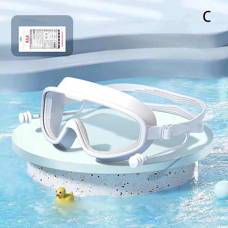 Adult Anti Fog Swimming Goggles with Earplugs Wide View Big Frame Diving Swim Glasses Professional Eyewear for Swimming Pool