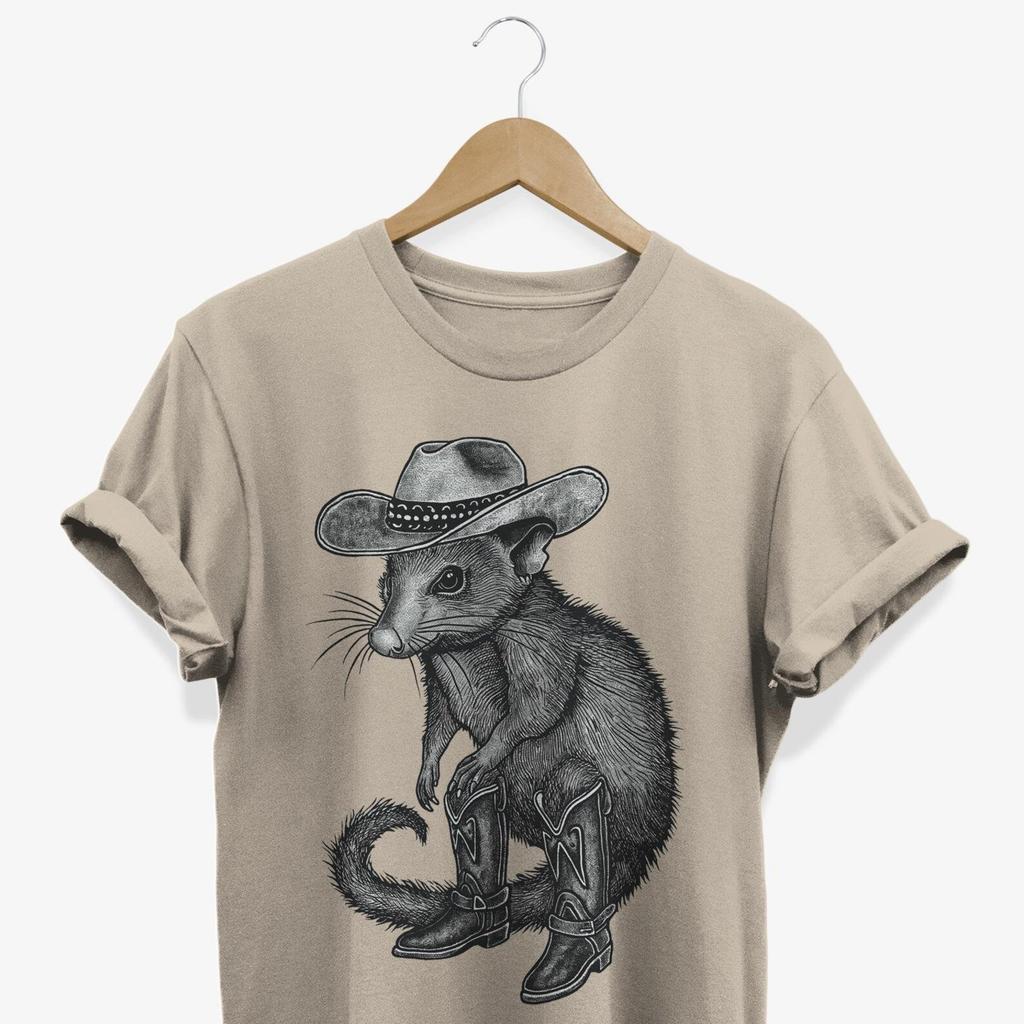 Retro Opossum Cowboy T-shirt: Western Graphic Tee