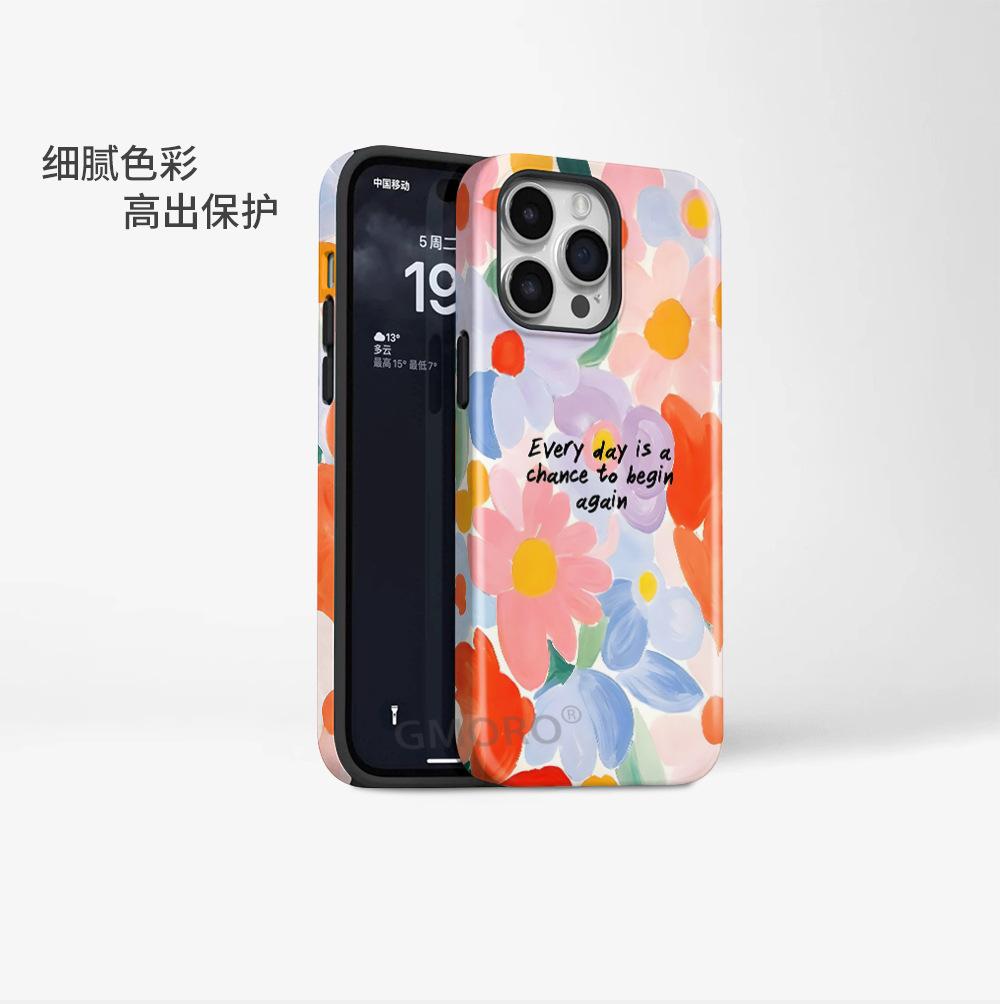 Foreign Trade for Summer Fresh Flowers Magnetic Mobile Phone Case Apple 13/14promax Anti-drop Protective Case