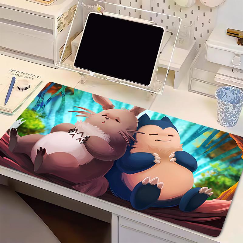 

Mouse Pad Large Gamer pc Gaming Accessories Speed Keyboard Rubber Locking Edge Desk Mat Office Laptop P-Pokemon Snorlax Mousepad 30x60x0.2cm