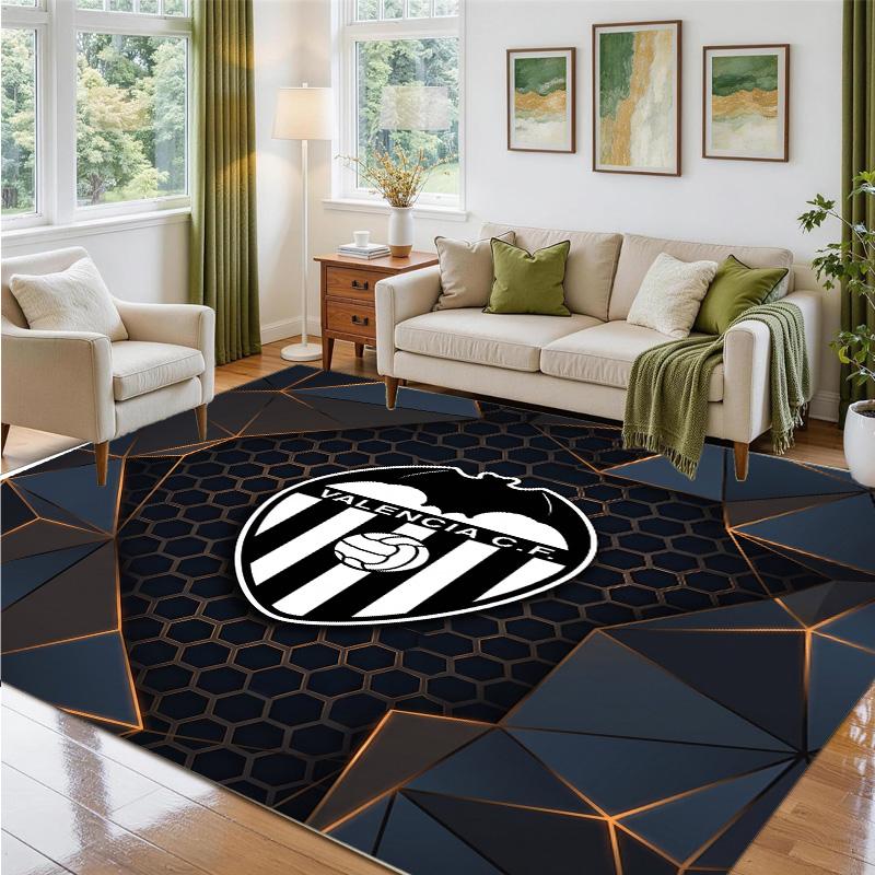 Valencia FC Design Crystal Velvet Rug Soft Decorative Mat for Bedroom Entrance