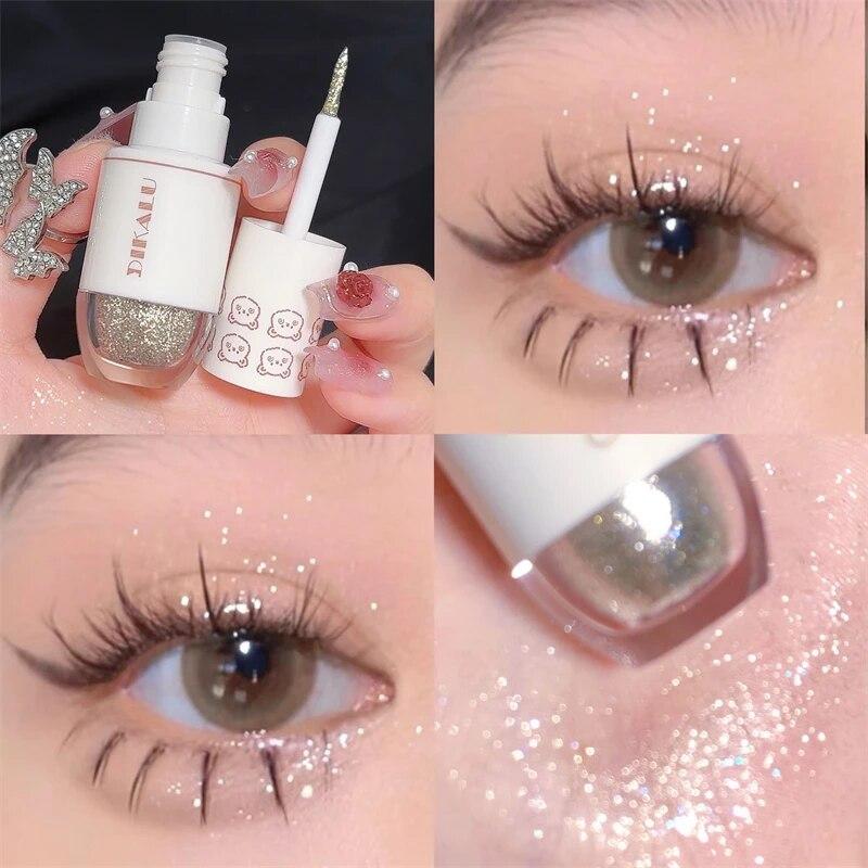 DIKALU Orso Palla da Bowling A Lacrima Ombretto Liquido Trucco Occhi Palpebra Inferiore Perla Super Scintillante Glitter Polvere Fine Scintillante