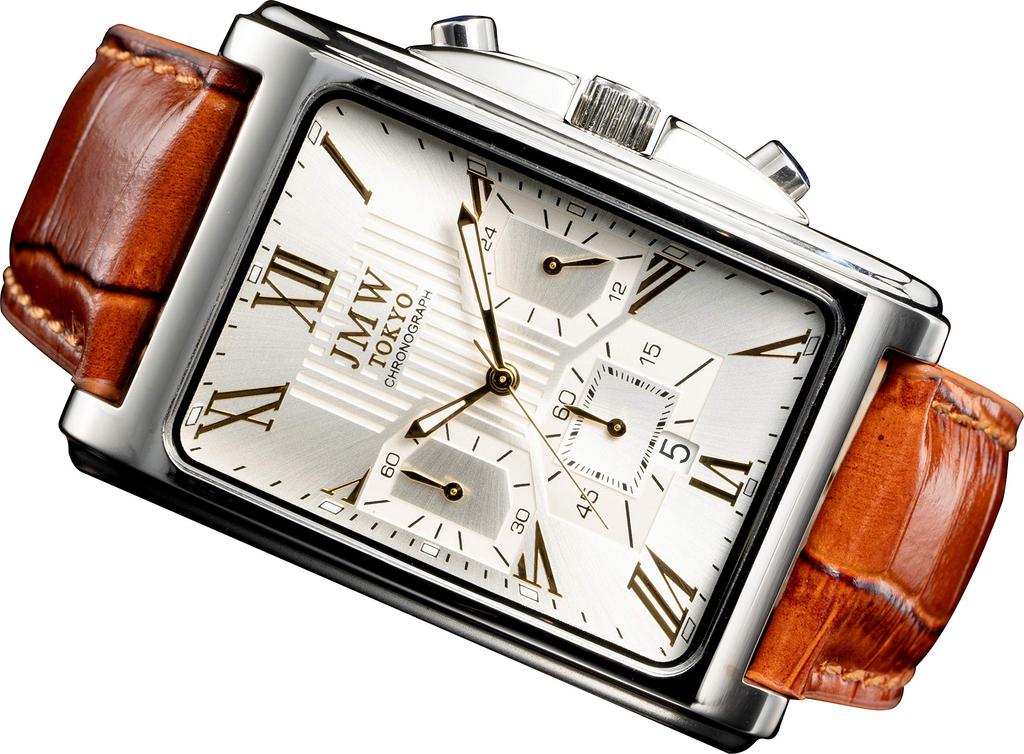 JMW TOKYO Square Silver Square Rectangular Limited Edition Seiko Quartz Leather Genuine Simple Popular for Day Gift To 300 Pieces Men's Watch, & Gold,