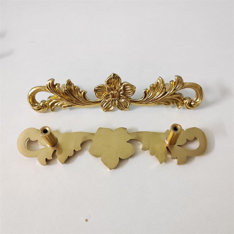 Brass French Drawer Vintage European Kitchen Cabinet Handles and Pulls Pure Copper Bedroom WardrobeFurniture Handle Hardware