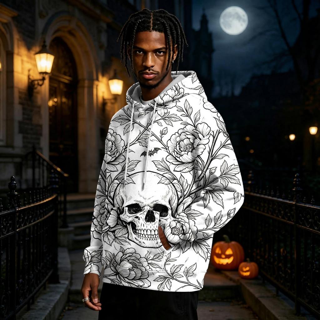 Men's Halloween Print Pullover Hoodie Long Sleeve Sweatshirt