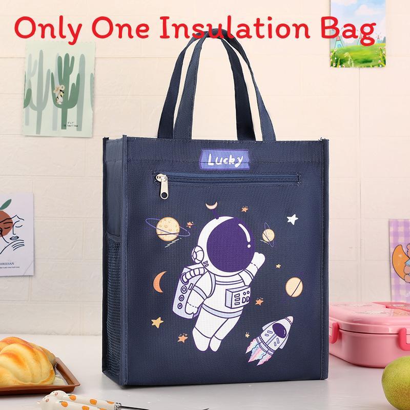 Borsa Pranzo per Bambini in Tessuto Oxford con Tasca per Bicchiere per Scuola e Viaggio