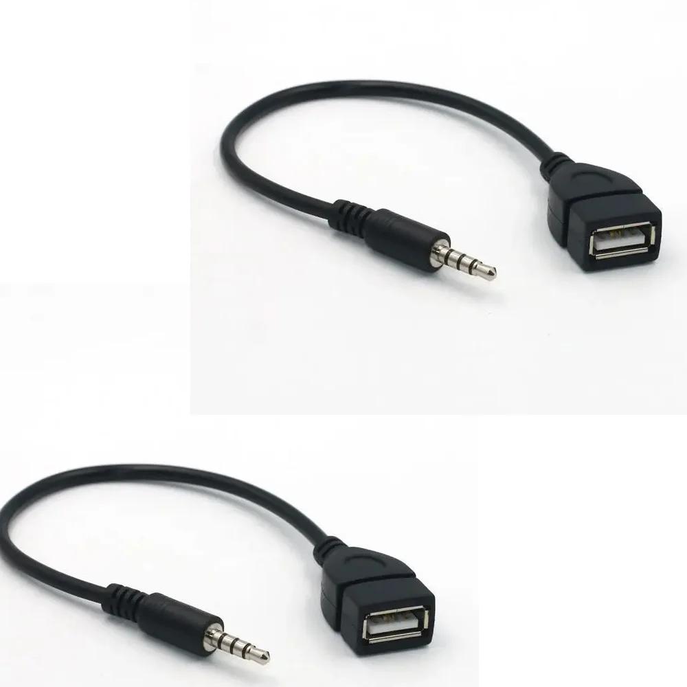 3.5mm Car AUX Audio Cable To USB Audio Cable Car Electronics for Play Music Black Car Audio Cable USB Headphone Converter