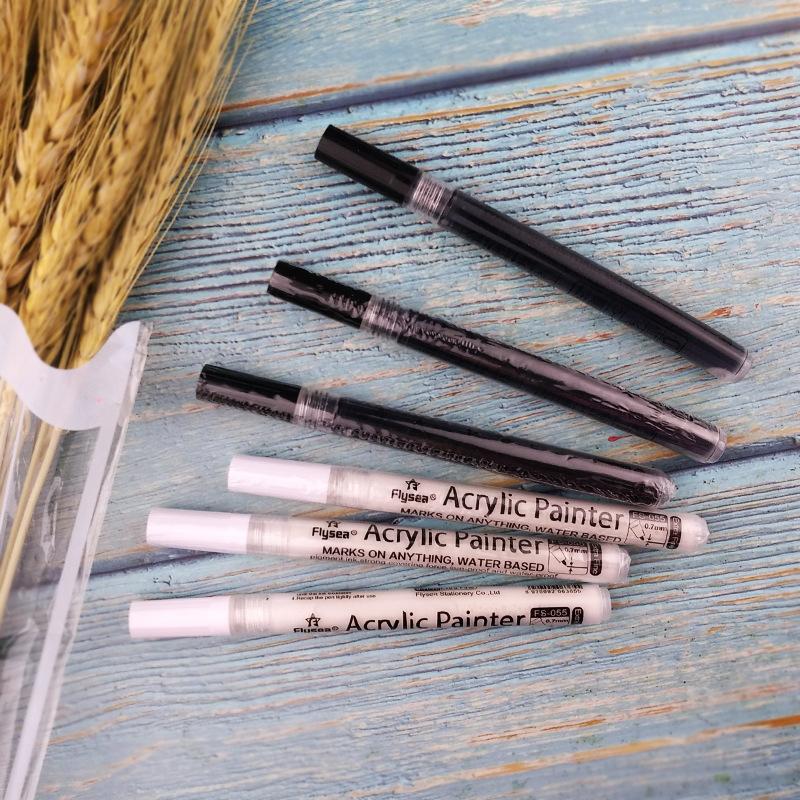 6Pcs/set 4 Colors (Black/White/Gold/Silver) Acrylic Paint Markers pen,0.7mm Extra Fine for Ceramic, Metal, Paper, Drawing, DIY