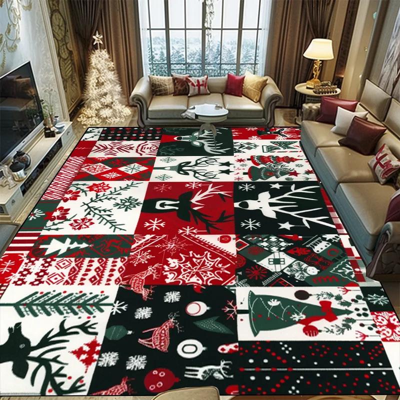 Weihnachtsteppich im amerikanischen Stil für Wohnzimmerdekoration Sofa Couchtisch Bereichsteppiche für Schlafzimmer Großer Bereich Bodenmatte Waschbar
