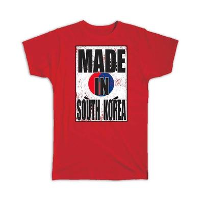 Gift T-Shirt : Made In South Korea Flag Retro Artistic Korean Expat Country