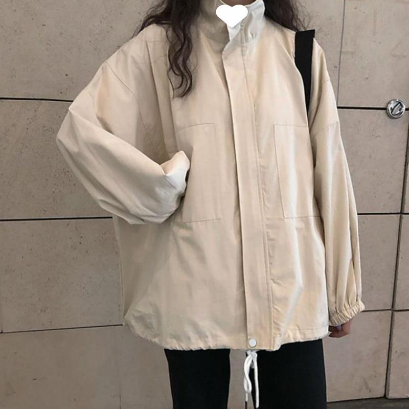 Women's 2025 Harajuku BF Style Loose Korean Windbreaker Jacket - Versatile Long Sleeve Trendy Top