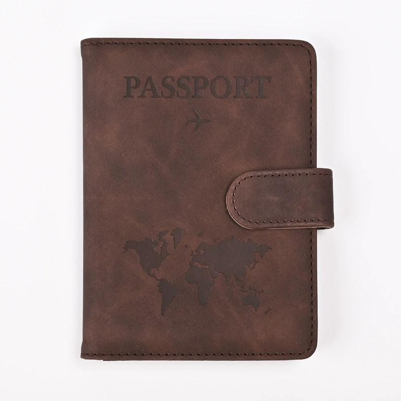 Men Women Nubuck Leather Passport Cover Travel Mad Holder Case Ticket Wallet with Credit Card Holder Protector Cover