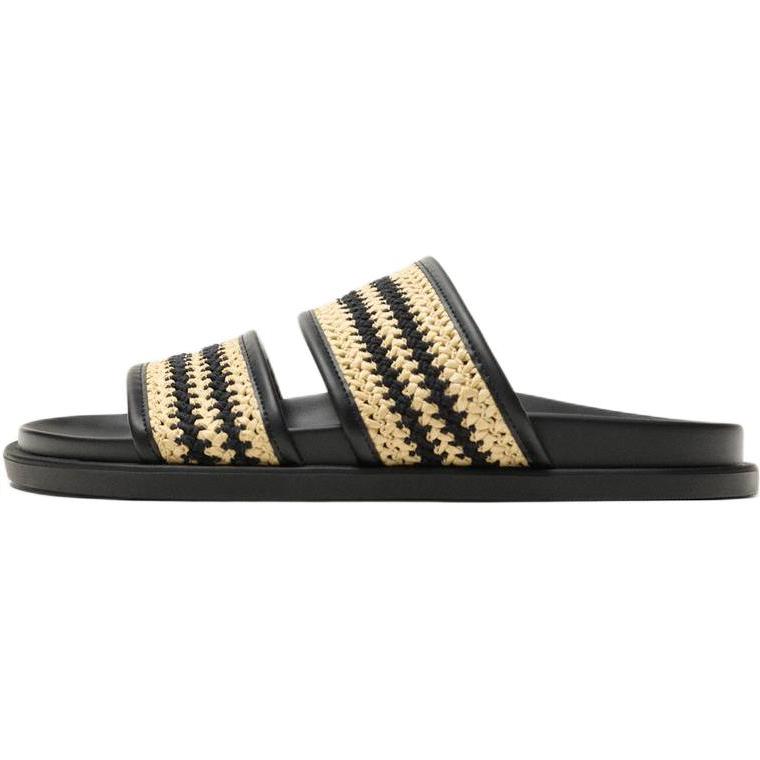 Zara Color Block Woven Layer Flat Slide Sandals Men Footwear Black 2760620197 41