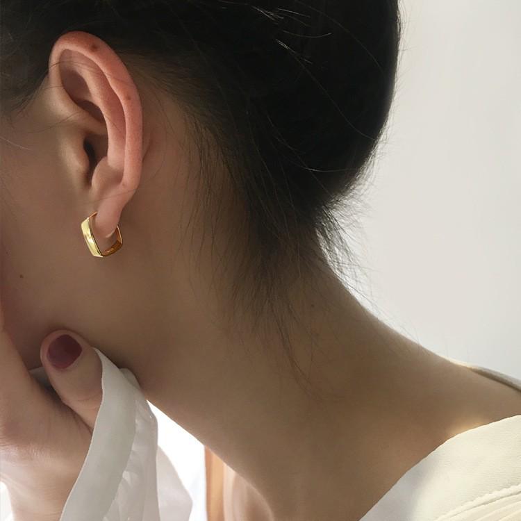 Su Chuang S925 Sterling Silver Geometric Square Stud Earrings for Women - Stylish, Versatile, High-End Ear Accessories