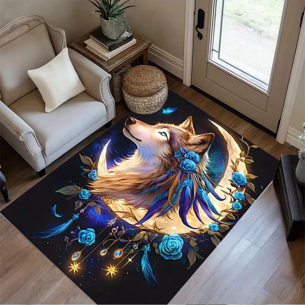 1pc Home Carpet wolf and rose design for office decor bedroom gift living room