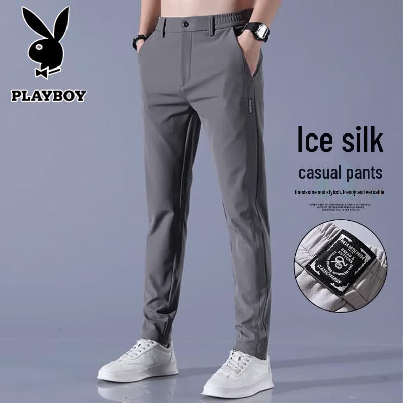 PLAYBOY Men s Ice Silk Straight Leg Casual Pants 30