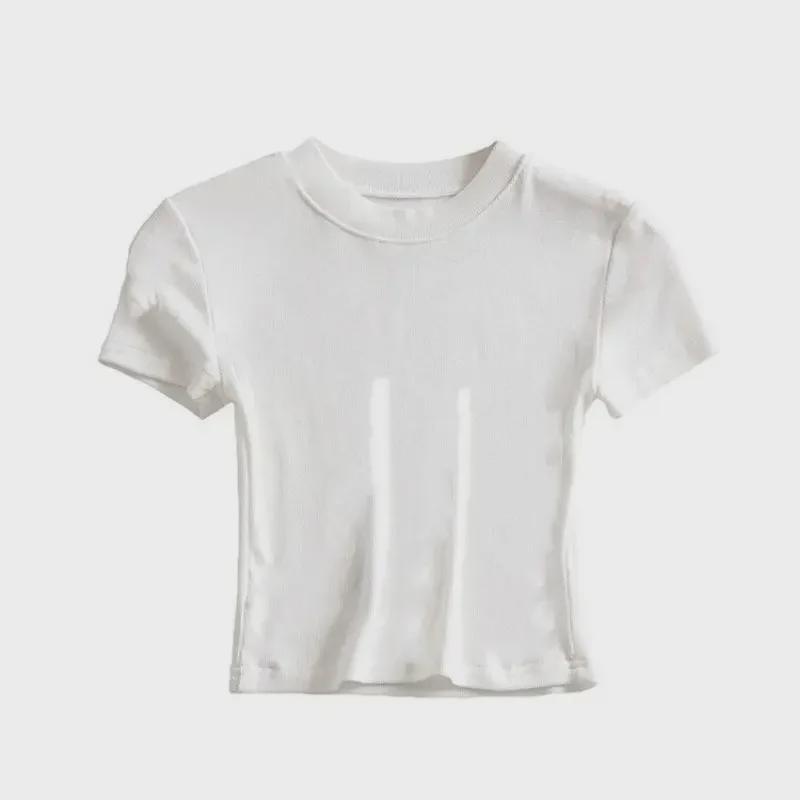 

Women s Slim Fit Round Neck Summer T-Shirt - Short Sleeve, Solid Color, Basic Style Large білий