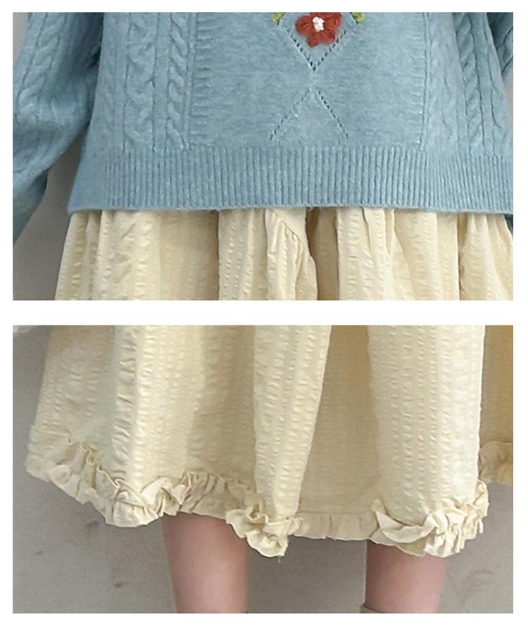 Strickpullover & Rock Set für Mädchen Herbst 2025 - Zweiteiler im koreanischen Stil für große Kinder.