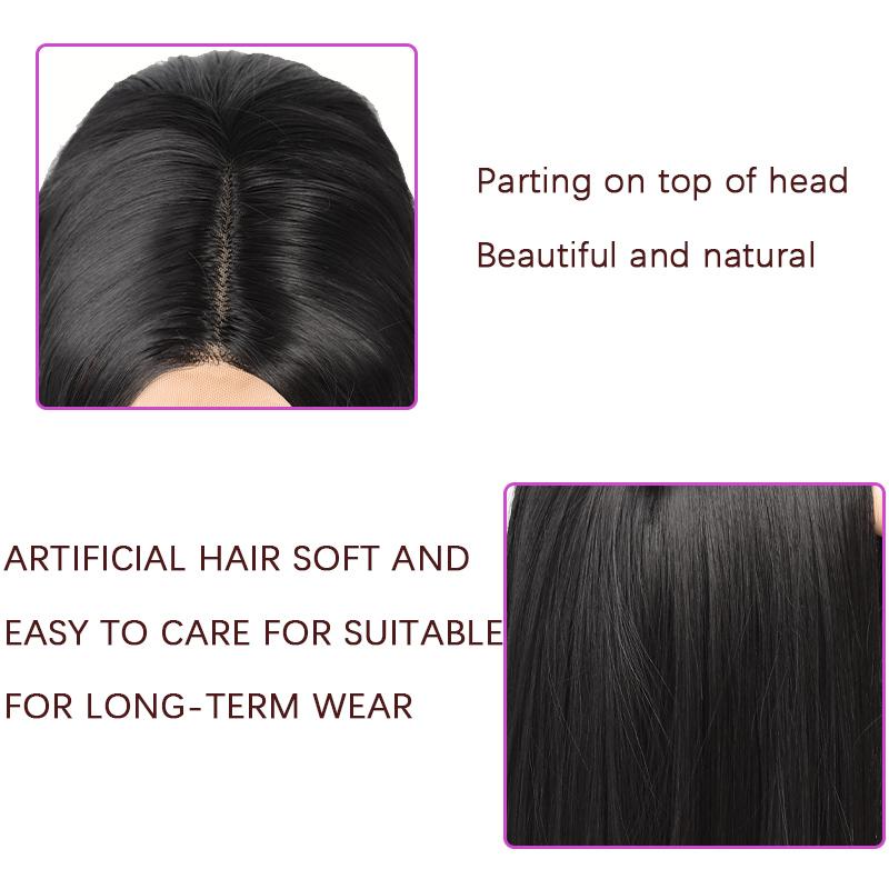 Lace Style lange gerade Kopfbedeckung lange gerade Perücke hitzebeständige Faser Perücke Damenperücke tragen einfach und komfortabel