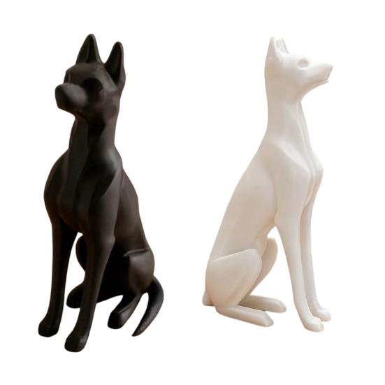 Yousheng 3D Printed Sitting Dog Figurine, Modern Minimalist Dog Statue, Animal Sculpture Decoration for Home Office Desk, Gift for