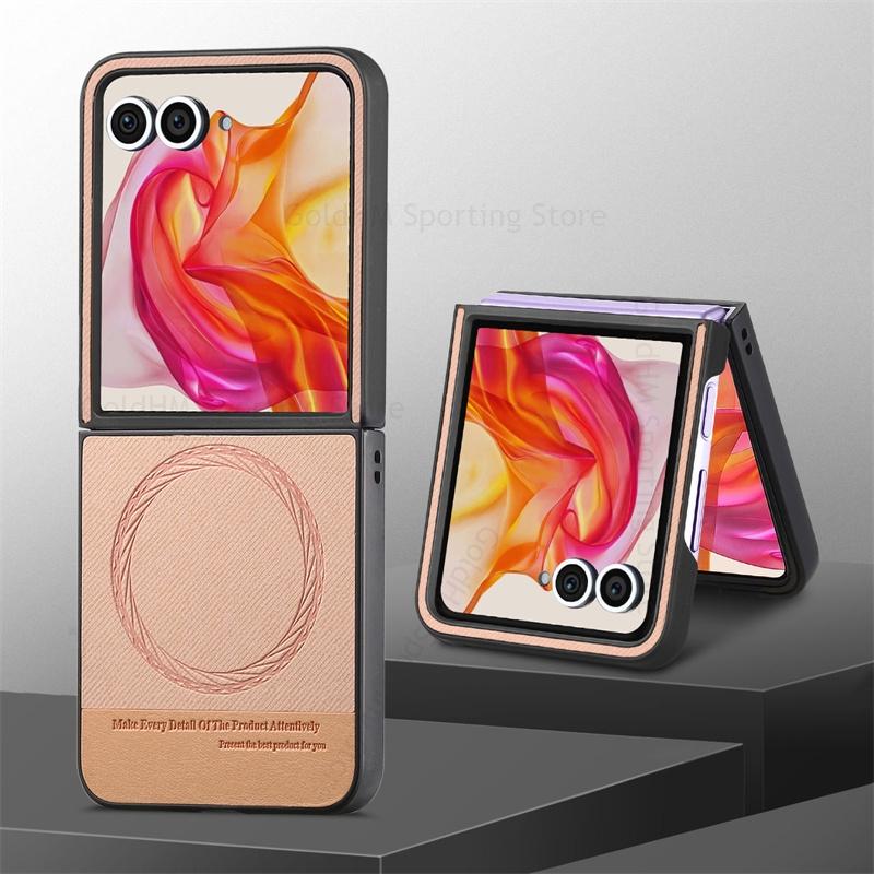 

Магнитный кожаный чехол для телефона для Magsafe Magsafing для Motorola Razr 60 Ultra Беспроводная зарядка Защитная крышка для задней панели телефона для Moto Razr 50 40 Ultra Razr 40 розовый