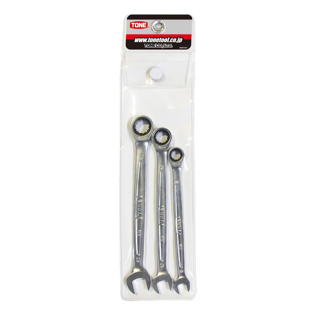 TONE Ratchet Combination Wrench Set RM300 (3-piece set)