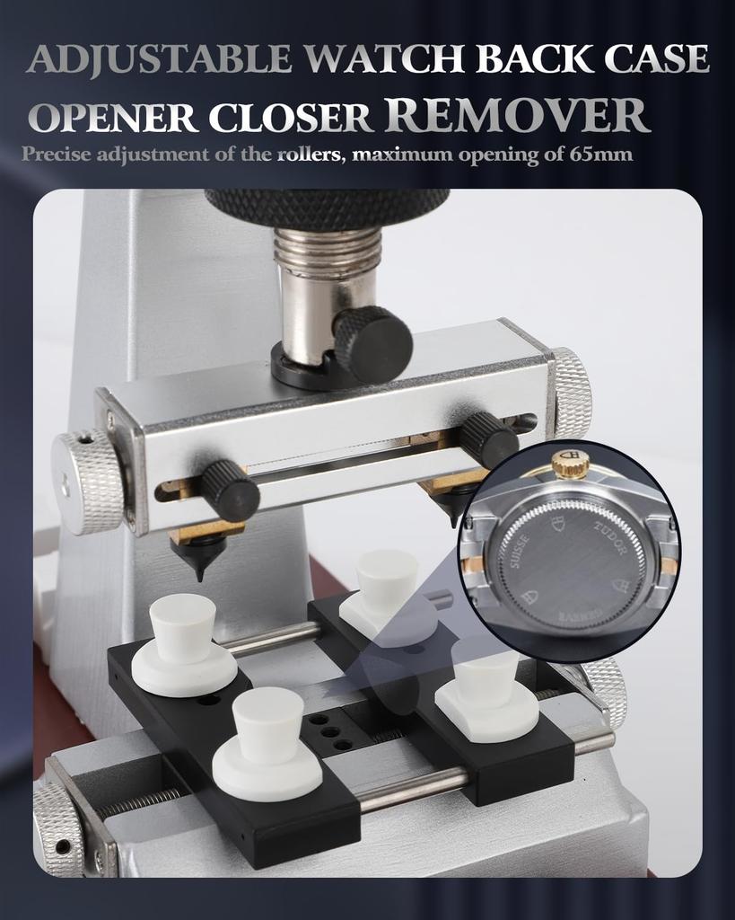 Watch Back Opener, Watch Case Opener, 5700 Bench Watch Back Opener with 6 Die Accessories for Watchmaker Repair, Watchmaking and Opening