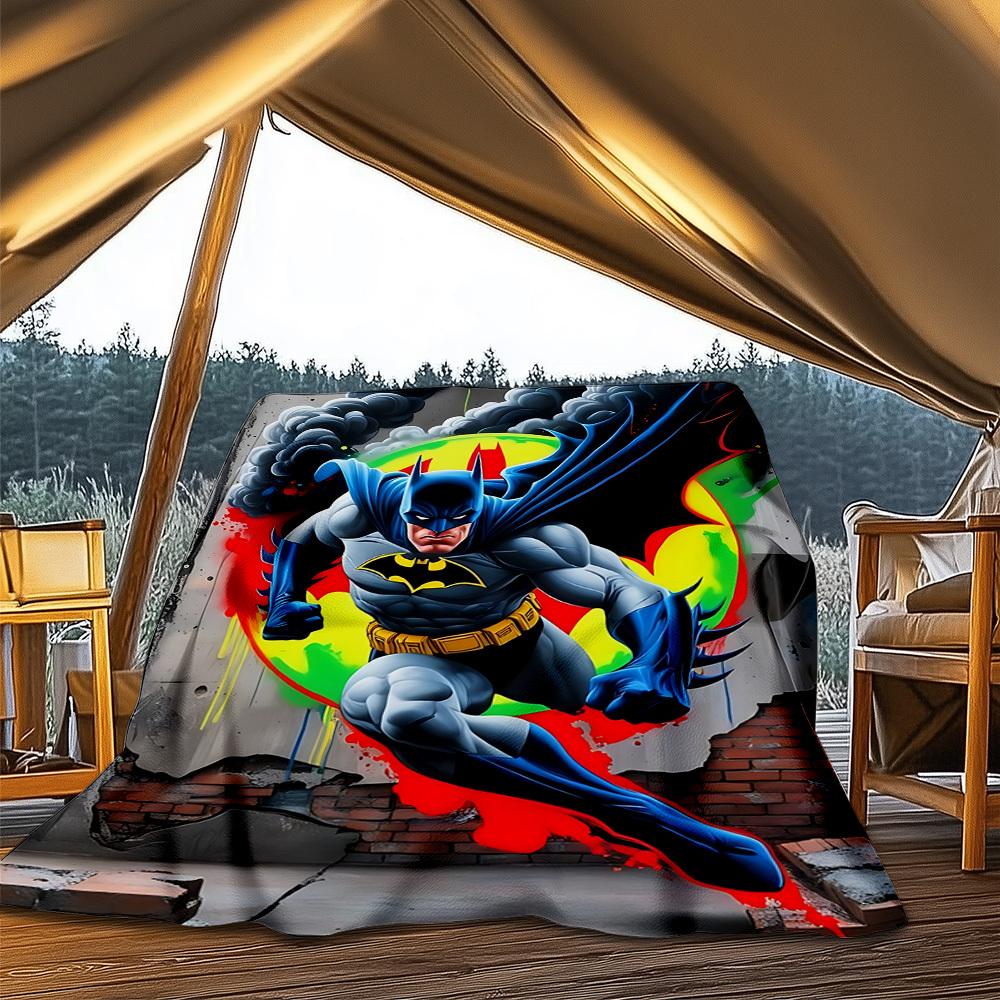 1pc Batman, Superhero Outdoor Flannel Throw Blanket Soft, Lightweight & Warm for Sofa, Office