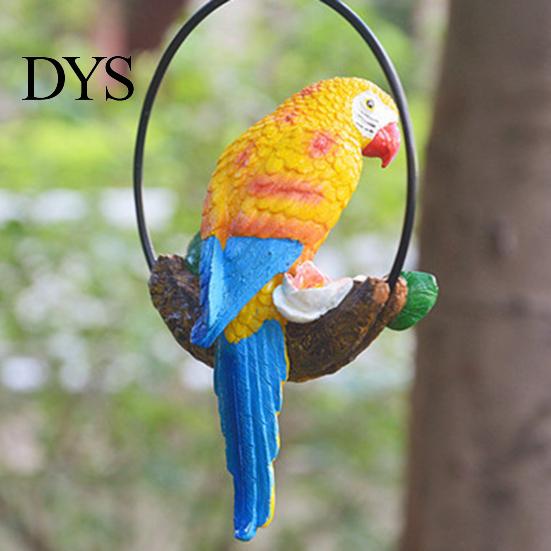Garden Ornament Parrot with Ring Exquisite Colorfast Hanging Pendant Summer Bird Decoration