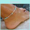 Minimalist Alloy Toe Chain With Handcrafted Turquoise Beads For Casual Summer Wear